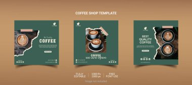 Lezzetli Kahve Sosyal Medya postası, Kahve Sosyal Medya Şablonu, Kahve Dükkanı Sosyal Medya Şablonu