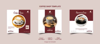 Lezzetli Kahve Sosyal Medya postası, Kahve Sosyal Medya Şablonu, Kahve Dükkanı Sosyal Medya Şablonu