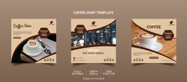 Lezzetli Kahve Sosyal Medya postası, Kahve Sosyal Medya Şablonu, Kahve Dükkanı Sosyal Medya Şablonu