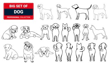 Köpek ve köpeklerin vektör illüstrasyonu