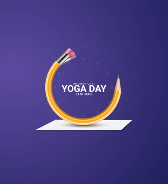 Lotus ve Yoga Uluslararası Yoga Günü. 3B Görüntü