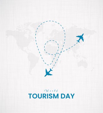 Dünya Turizm Günü. Dünya Seyahati Yaratıcı Konsepti. Seyahat sosyal medya iletileri.