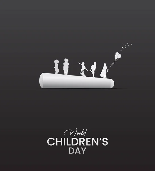 Dünya Çocuk Günü. Pankart için Çocuk Günü yaratıcı tasarımı, 3D İllüstrasyon.