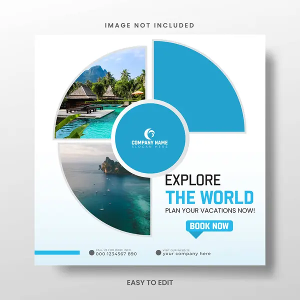 Seyahat işi tanıtım web afişi sosyal medya paylaşımları için tasarım şablonu. Yaratıcı seyahat sosyal medya şablon tasarımı.
