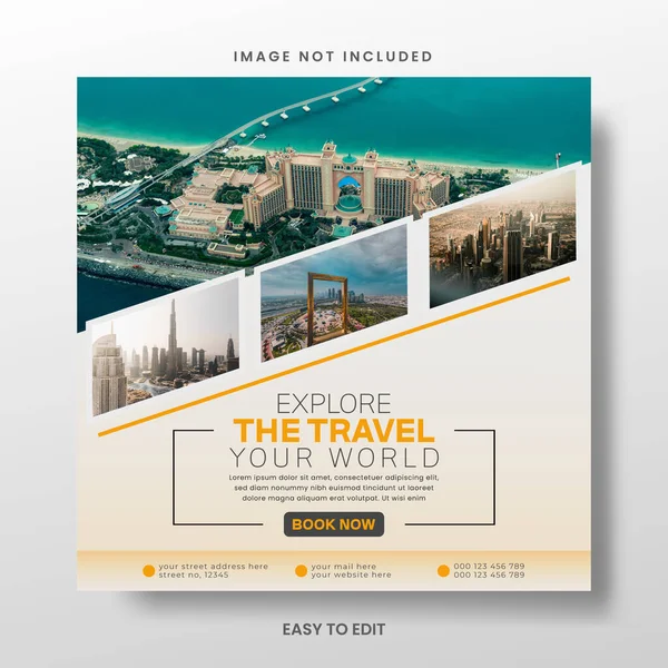 Travel Business Promotion Web Banner Template Design Social Media Posts — Vetor de Stock