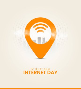 Uluslararası internet günü. Sancak, poster, 3D İllüstrasyon için İnternet Gündüz Yaratıcı Konsept Tasarımı.