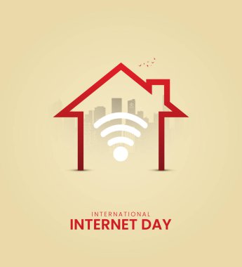 Uluslararası internet günü. Sancak, poster, 3D İllüstrasyon için İnternet Gündüz Yaratıcı Konsept Tasarımı.