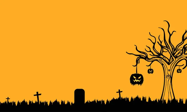 Fondo Halloween Con Árboles Espeluznantes — Vector de stock