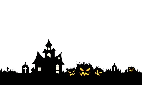 Castelo Halloween Com Abóboras —  Vetores de Stock