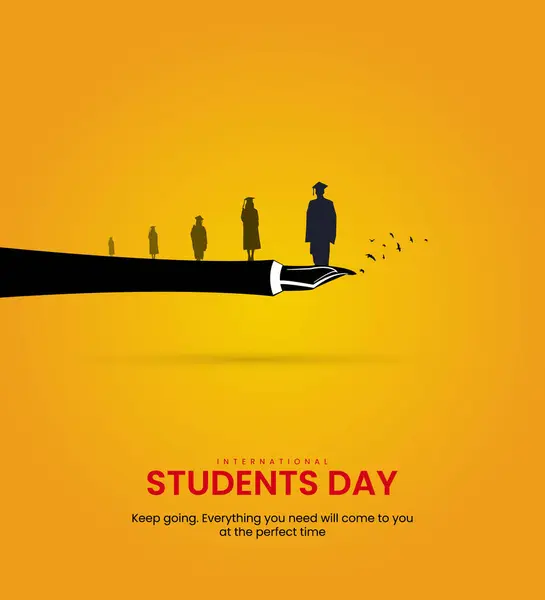 Uluslararası Öğrenciler Günü. Dünya Öğrenciler Günü afiş, poster ve 3D Görüntü için yaratıcı tasarım.