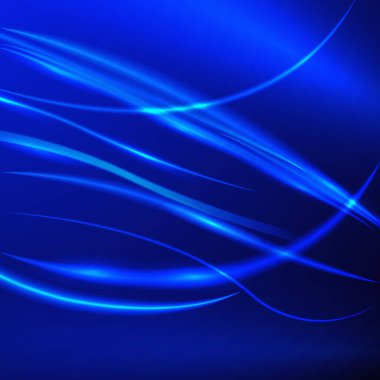 Neon ışıklar ve flaşın güzel renkli ışık efekti. Uçan tasarım elementlerine sahip arka plan. Mavi arkaplan