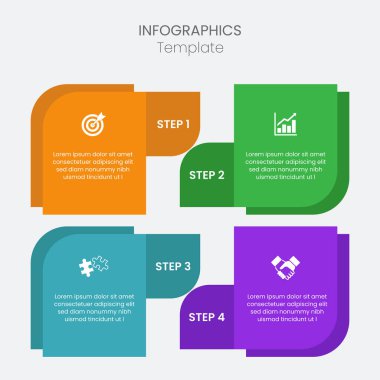 Infographic şablon Vektörü. İki adımlı iş süreci, seçenekler, çemberler. İş akışı şeması, yıllık rapor ve sunum için kullanılabilir