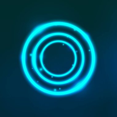 Neon ışıklar ve flaşın güzel renkli ışık efekti. Mavi arka plan uçan elementler Neo ışık arkaplanı.