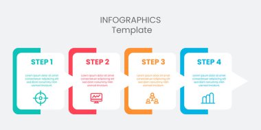 Bilgi elemanları tasarım şablonu, Business Infographic 4 adım veya seçenek web tasarımı için kullanılabilir. Yaratıcı Bilgi Tasarımı.