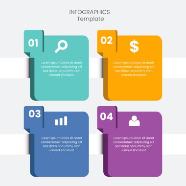 Bilgi elemanları tasarım şablonu, Business Infographic 4 adım veya seçenek web tasarımı için kullanılabilir. Yaratıcı Bilgi Tasarımı.