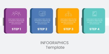 Bilgi elemanları tasarım şablonu, Business Infographic 4 adım veya seçenek web tasarımı için kullanılabilir. Yaratıcı Bilgi Tasarımı.