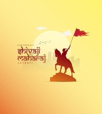 Mutlu Chhatrapati Shivaji Maharaj Jayanti. Sosyal medya reklamları için yaratıcı Chhatrapati Shivaji Maharaj Jayanti Tasarımı