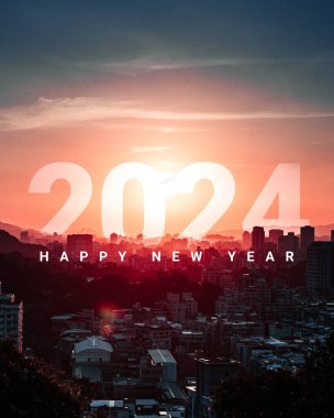 Yeni yıl 2024. Yeni Yıl Yaratıcı Tasarım. Sosyal medya reklamları için yaratıcı yeni yıl 2024 tasarımı.
