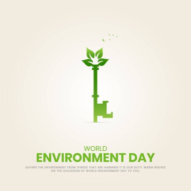Dünya Çevre Günü, afiş ve poster için Yaratıcı Kavram tasarımı. 3B illüstrasyon