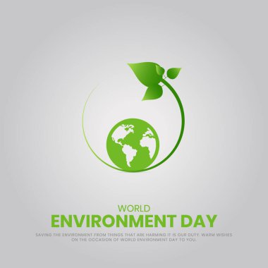 Dünya Çevre Günü, afiş ve poster için Yaratıcı Kavram tasarımı. 3B illüstrasyon