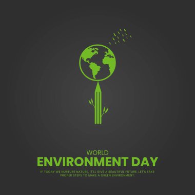 Dünya Çevre Günü, afiş ve poster için Yaratıcı Kavram tasarımı. 3B illüstrasyon