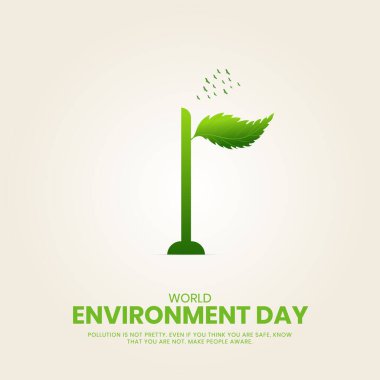 Dünya Çevre Günü, afiş ve poster için Yaratıcı Kavram tasarımı. 3B illüstrasyon