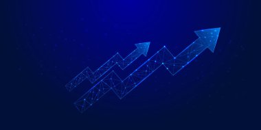 Soyut büyüme sembolü dijital dönüşüm Arkaplanı. 3D Illustration Innovation simge arkaplanı oluşturur. Fütürist mavi, büyüyen teknoloji arka planı.