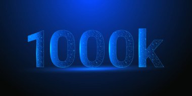 1000K Elektrik Mavisi ışıklandırma metni. Düşük Poli çizgileri ve noktalar arka plan.