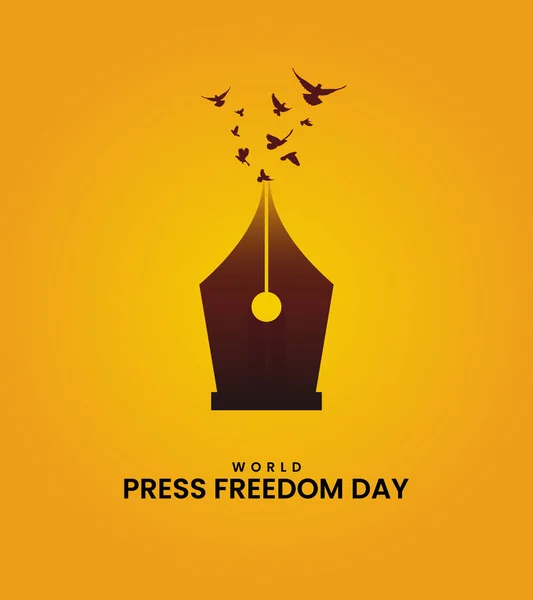 stock vector World Press Freedom Day or World Press Day. Flying freedom birds and pencil concept. 3D illustration