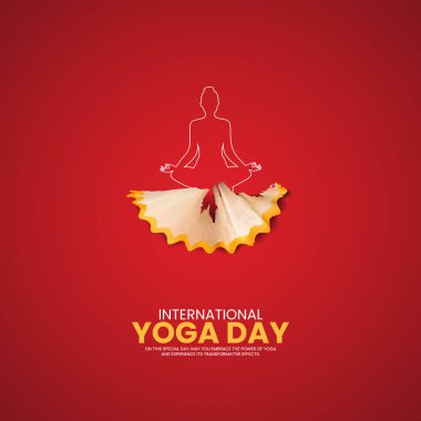 Uluslararası yoga günü. Lotus ve Yoga. Yoga yaratıcı sosyal medai postası
