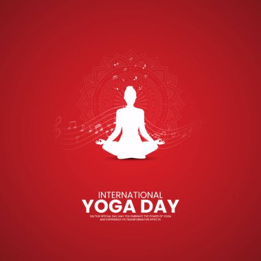 Uluslararası yoga günü. Lotus ve Yoga. Yoga yaratıcı sosyal medai postası