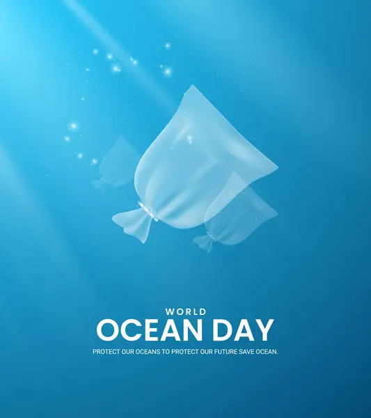 Światowy Dzień Oceanu Ilustracje Projekt Banera Mediów Społecznościowych Plakat Ilustracja Wektory Stockowe bez tantiem