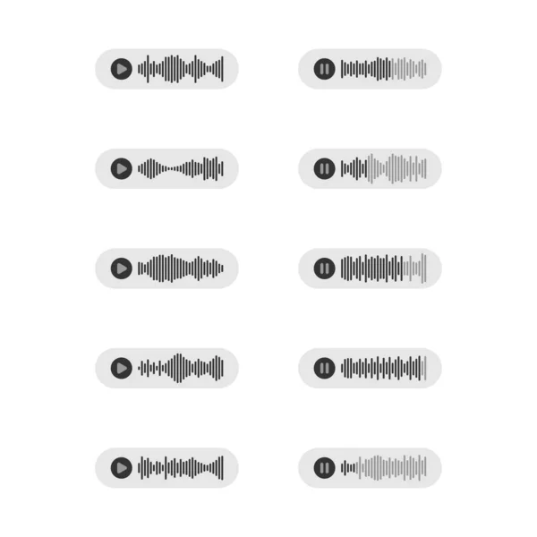 Conjunto Iconos Audio Messege Sonido Onda Audio Una Reproducción Pausa — Vector de stock