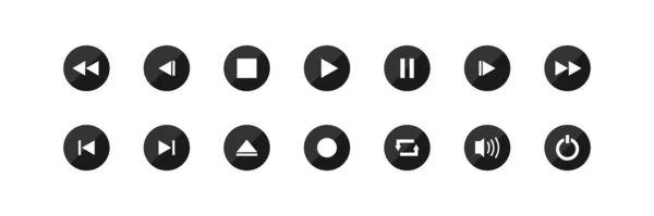 Набор Значков Медиаплеера Символ Иллюстрации Аудиоплеера Векторный Вектор Кнопки Приложения — стоковый вектор