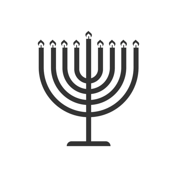 Icono Menorah Janucá Símbolo Ilustración Señal Hanukkah Vector Plano — Vector de stock