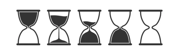 Набор Иконок Часов Символ Иллюстрации Песочных Часов Знак Векторной Плоской — стоковый вектор