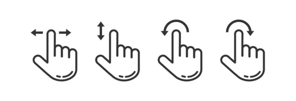 手动指针光标鼠标图标集 食指运动图解符号 签名手和箭头矢量平 — 图库矢量图片