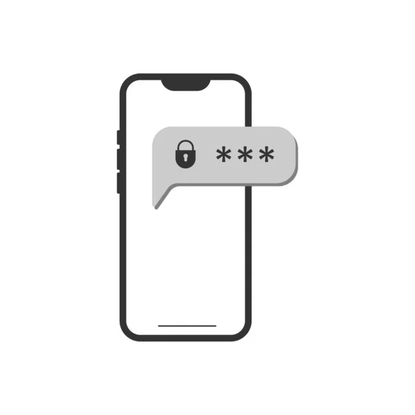 Telefoon Wachtwoord Icoon Smartphone Beveiligd Illstration Symbool Signaaltelefoon Slot Vector — Stockvector