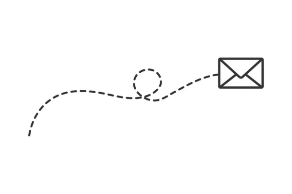 Icône Enveloppe Ligne Pointillée Envoyer Lettre Illustration Symbole Signe Mouche — Image vectorielle