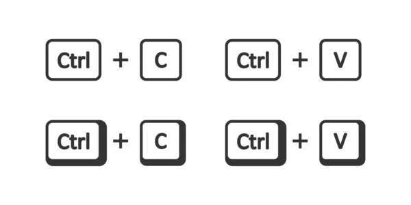 Schlüsselsymbolset Kopieren Und Einfügen Computertastaturtasten Illustrieren Das Symbol Zeichenkombinationsvektor Flach — Stockvektor