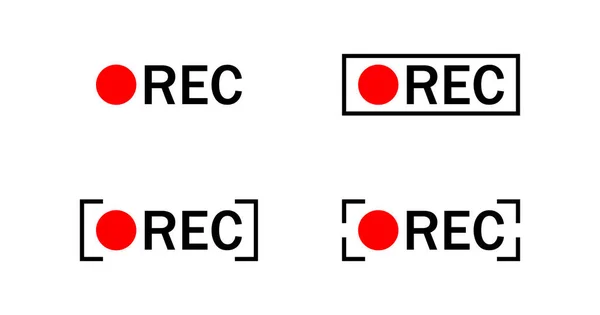 Rec Symbolsatz Symbolbild Rekord Zeichenaufzeichnungsvektor Flach — Stockvektor