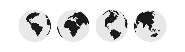 Globe Icon Set World Map Illustration Symbol — Stock Vector