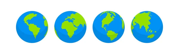 Globus Karten Icon Gesetzt Symbolbild Erdkarte Zeichen Geographie Reise Und — Stockvektor