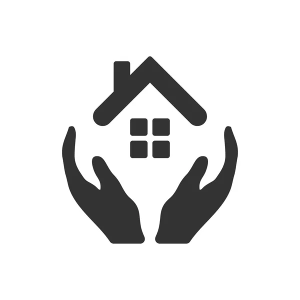 家庭在手中的图标 安全的家插图符号 签署舒适住房病媒公寓 — 图库矢量图片