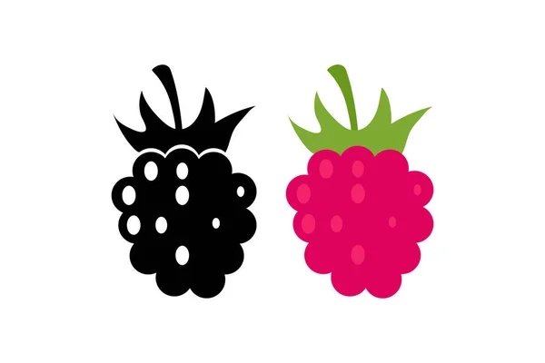 Himbeer Symbol Symbolbild Berry Zeichen Lebensmittel Vitamin Vektor Flach — Stockvektor