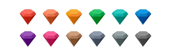 Színes Gyémánt Ikon Készlet Gems Illusztráció Szimbólum Jel Fényes Drágakő — Stock Vector