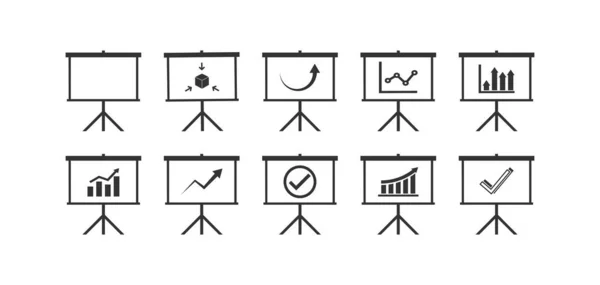 Ícone Quadro Apresentação Bussines Símbolo Ilustração Sinal Educação Vetor Plana — Vetor de Stock