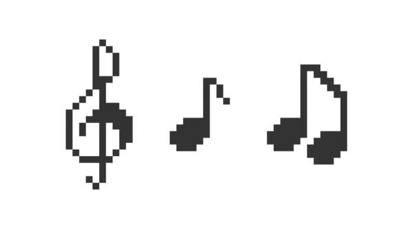ピクセル音楽ノートアイコン 8ビットアートソング要素のイラストシンボル サインゲームベクトルフラット — ストックベクタ
