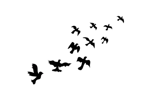Icône Des Pigeons Volants Noirs Illustration Oiseau Volant Symbole Signe — Image vectorielle