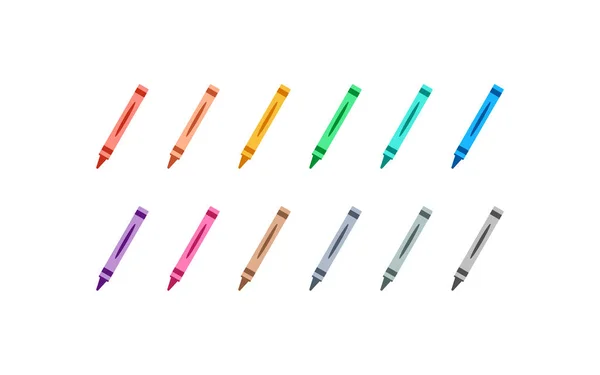 Crayons Rainbow Icon Set Wax Pencils Illustration Symbol Sign Colorful — Stock Vector
